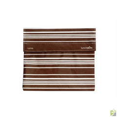 Lunch Skins Sub Size Bag, Lunchskins, Brown Horizontal Stripe/Aqua Polka Dot